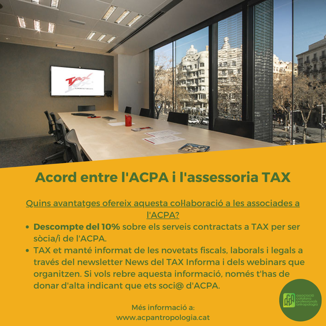 Acord entre l’ACPA i l’assessoria TAX