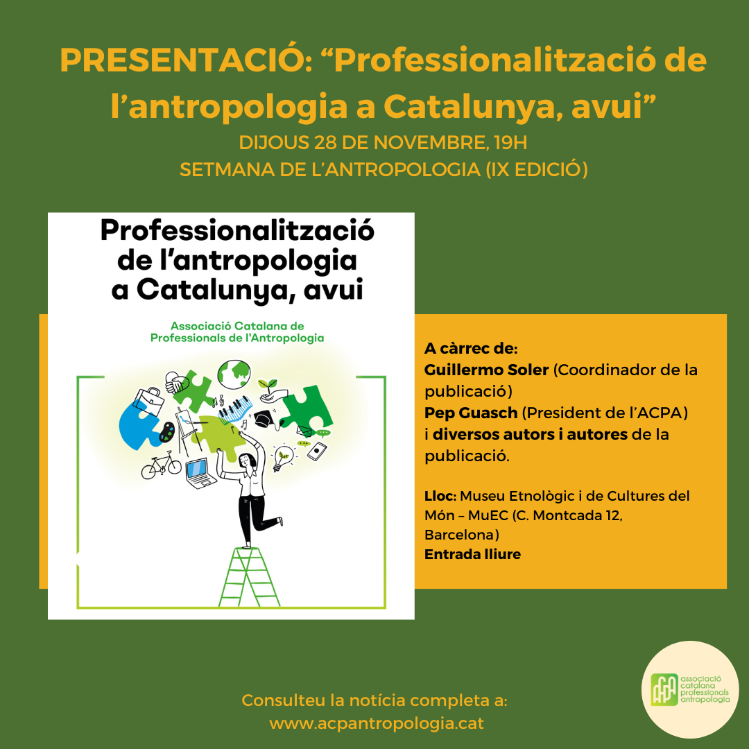 Presentació de la publicació “Professionalització de l’antropologia a Catalunya, avui”